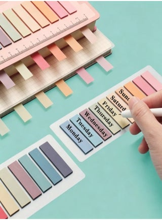 1200 PCS Sticky Tabs Set,Colorful Translucent Page Markers with a Flexible Clear Ruler, Morandi Color Index Tabs for Books, Files & Office Organization - view 4