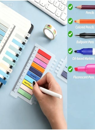 1200 PCS Sticky Tabs Set,Colorful Translucent Page Markers with a Flexible Clear Ruler, Morandi Color Index Tabs for Books, Files & Office Organization - view 3
