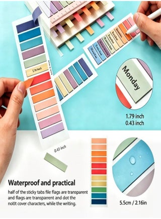 1200 PCS Sticky Tabs Set,Colorful Translucent Page Markers with a Flexible Clear Ruler, Morandi Color Index Tabs for Books, Files & Office Organization - view 2