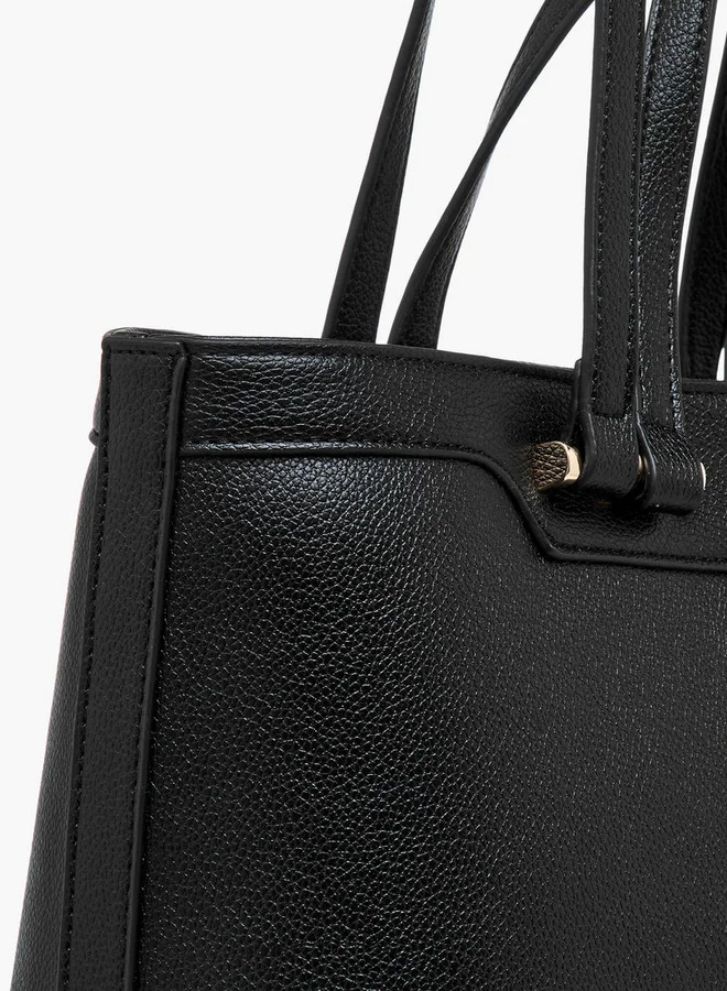 Flora Bella By Shoexpress Solid Tote Bag with Double Handle and Zip Closure