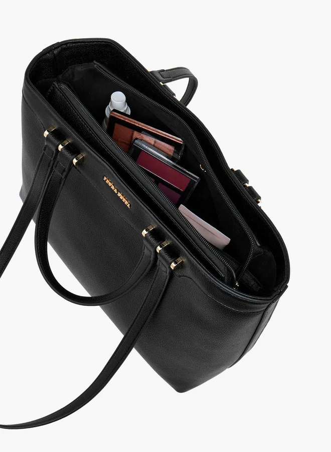 Flora Bella By Shoexpress Solid Tote Bag with Double Handle and Zip Closure