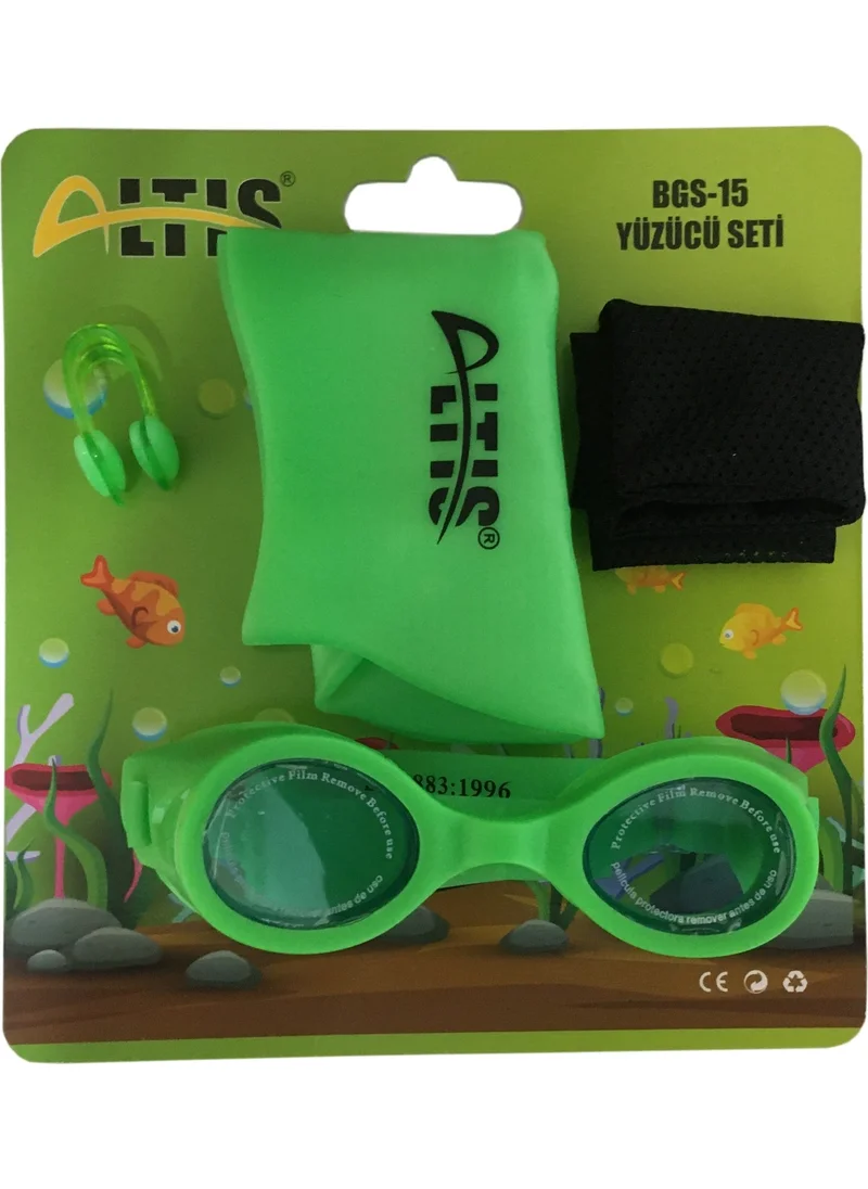 Altis Swimming Set Swimming Goggles Ear Nose Plug Bonnet Set