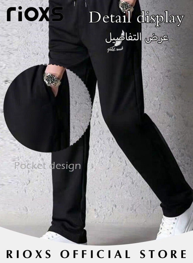 RIOXS Men's Sports Pants, Casual Drawstring Sweatpants, Comfortable Loose Joggers with Side Pockets, Jogging Tracksuit Bottoms, Suitable for Outdoor Activities and Daily Leisure  - Image 2