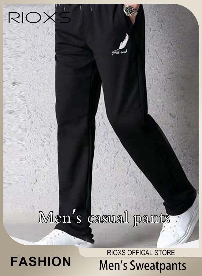 RIOXS Men's Sports Pants, Casual Drawstring Sweatpants, Comfortable Loose Joggers with Side Pockets, Jogging Tracksuit Bottoms, Suitable for Outdoor Activities and Daily Leisure  - Image 1