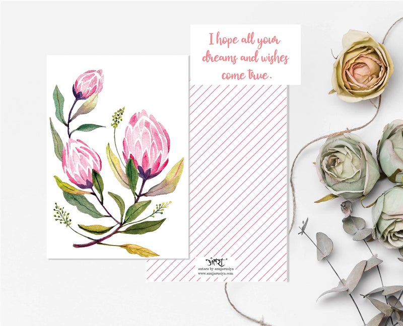 anujarusiya | Blissful Blooms 5 Birthday Greeting Cards with Matching Envelopes | 4'' x 5.8''| Printed on Premium Paper with Birthday Wishes Inside - Image 5