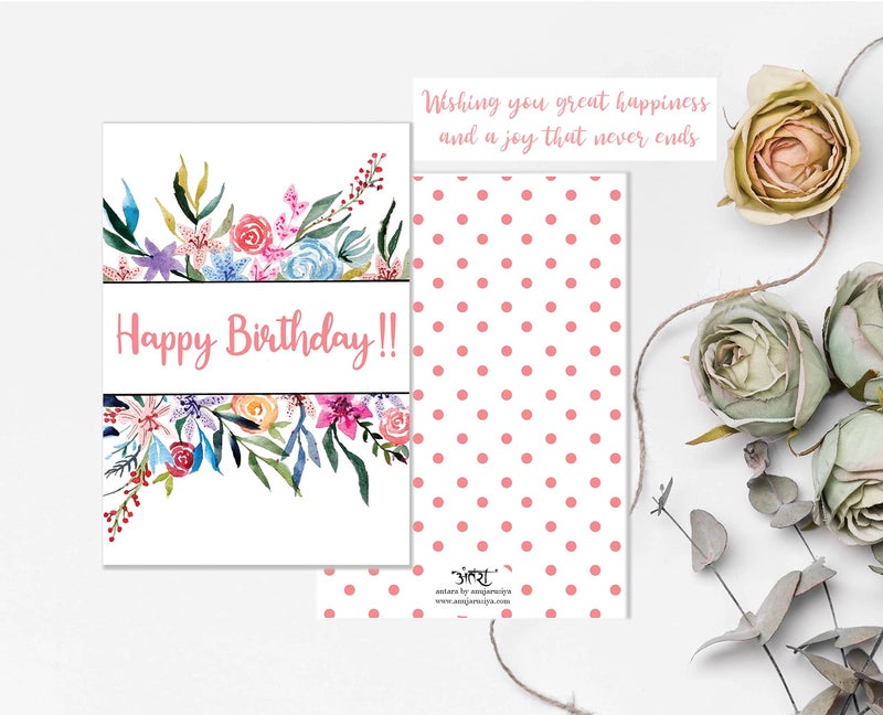 anujarusiya | Blissful Blooms 5 Birthday Greeting Cards with Matching Envelopes | 4'' x 5.8''| Printed on Premium Paper with Birthday Wishes Inside - Image 3