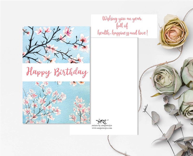 anujarusiya | Blissful Blooms 5 Birthday Greeting Cards with Matching Envelopes | 4'' x 5.8''| Printed on Premium Paper with Birthday Wishes Inside - Image 4