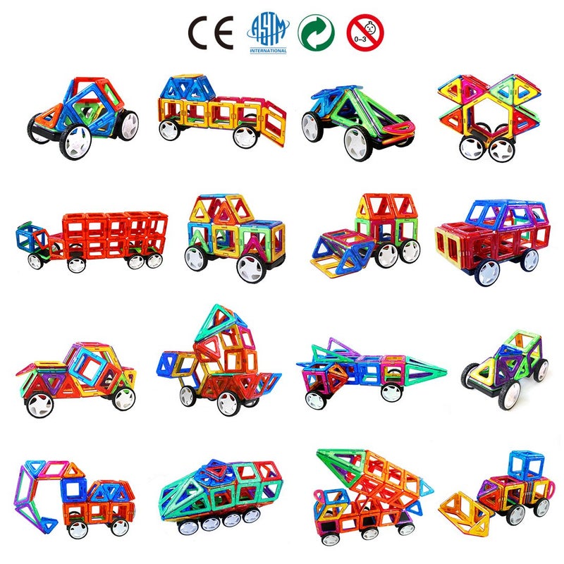 MAGBLOCK 4 Pieces Wheels Set Compatible with Hole Magnetic Blocks Wheels Bases for Kids/Toddler Toys (No Magnets) - Image 4