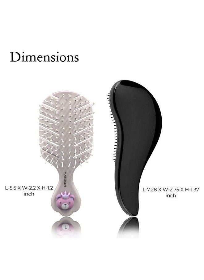 MAJESTIQUE 2 Pcs Mini Hair Brush Travel Detangling Brushes Biofriendly Detangling Brush For Baby Kids Women Men Small Hair Brush Pocket Pro For Curly Hair Wet Dry Hair Brush (Multicolor)  - Image 4
