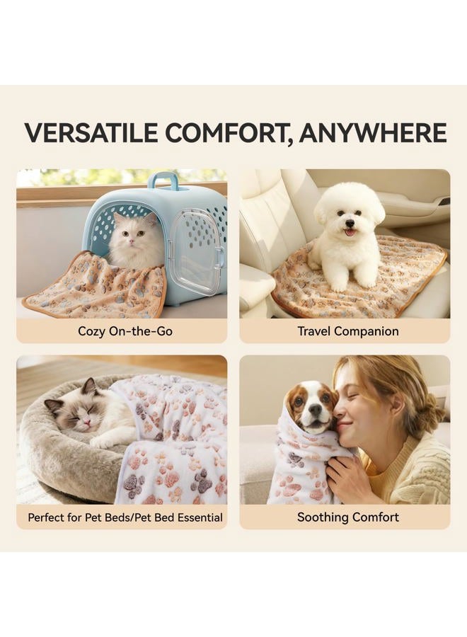 LINENLUX 1 Pack 3 Blankets Super Soft Fluffy Premium Fleece Dog Blankets for Puppy Cat Pet Blanket Flannel Throw Warm Sleep Dog Paw 31x20 inches - Image 3