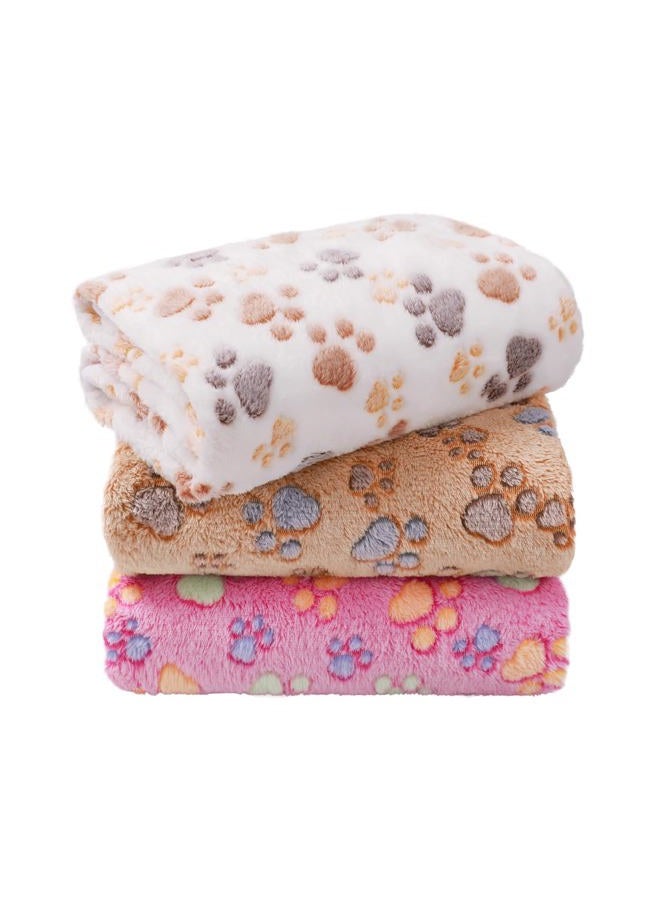 LINENLUX 1 Pack 3 Blankets Super Soft Fluffy Premium Fleece Dog Blankets for Puppy Cat Pet Blanket Flannel Throw Warm Sleep Dog Paw 31x20 inches - Image 1