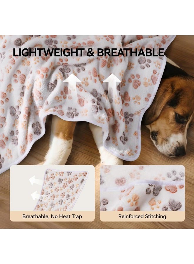LINENLUX 1 Pack 3 Blankets Super Soft Fluffy Premium Fleece Dog Blankets for Puppy Cat Pet Blanket Flannel Throw Warm Sleep Dog Paw 31x20 inches - Image 2