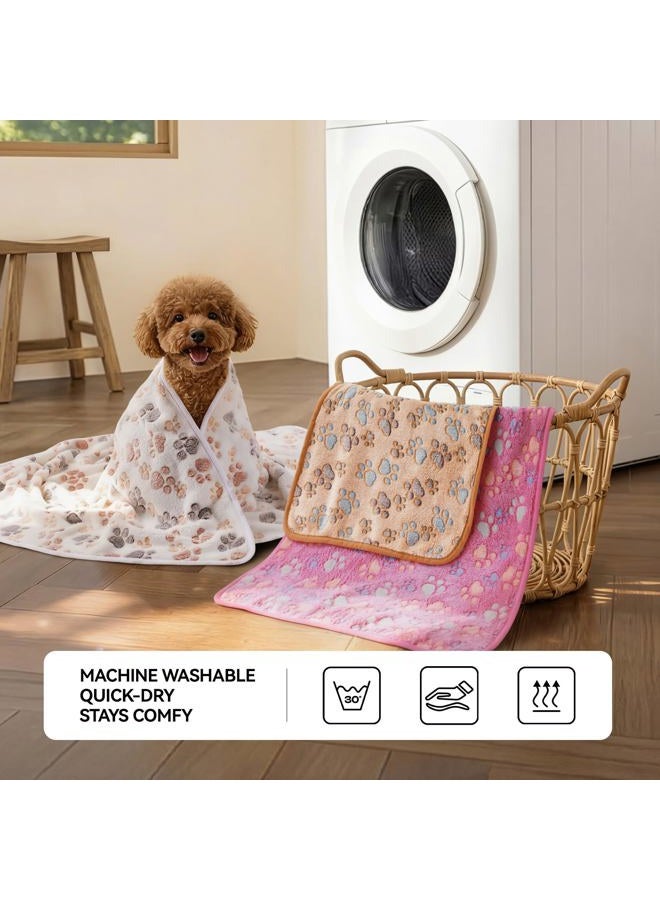 LINENLUX 1 Pack 3 Blankets Super Soft Fluffy Premium Fleece Dog Blankets for Puppy Cat Pet Blanket Flannel Throw Warm Sleep Dog Paw 31x20 inches - Image 4