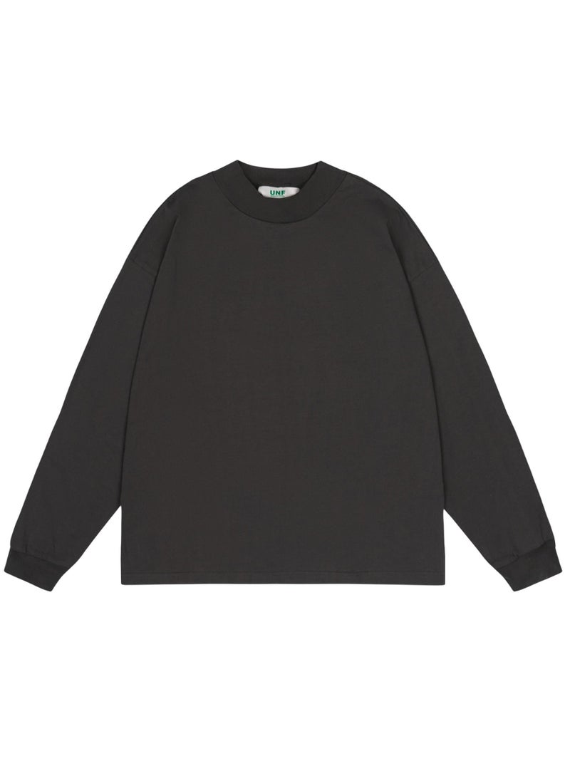 Generic - UNF FOG- Solid Color Cotton Long Sleeve T-Shirt With High Neck - Image 1