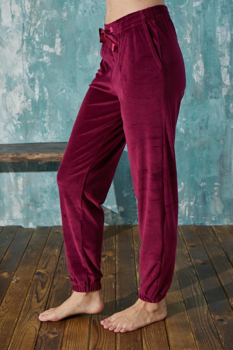 Cotonhause Women's Velvet Burgundy Single Bottom C1T9N0O2 - Image 1