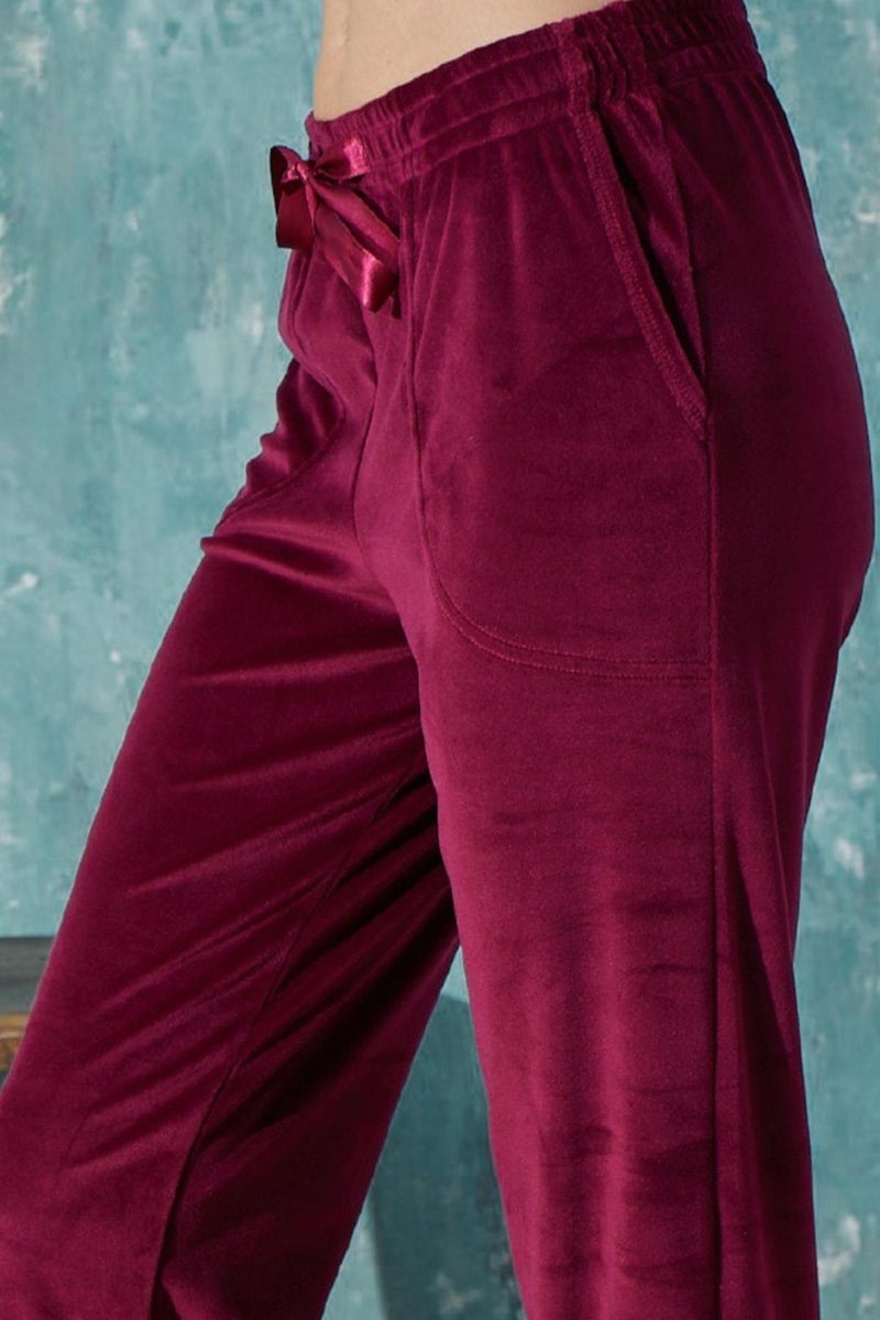 Cotonhause Women's Velvet Burgundy Single Bottom C1T9N0O2 - Image 2