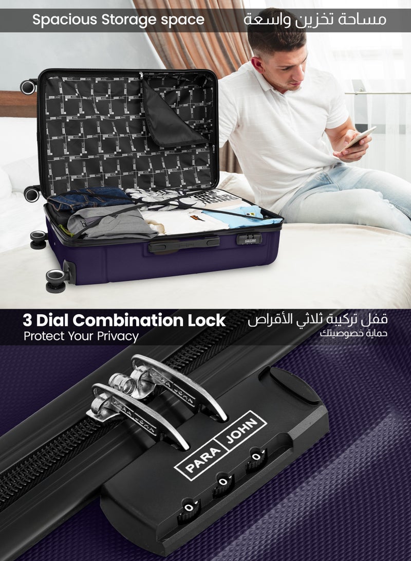 بارا جون حقيبة سفر بعجلات كبيرة خفيفة الوزن من  صلبة -  بوصة تحمل  كجم بحري - Image 3