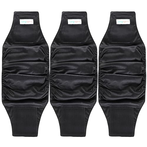 Langsprit Male Belly Bands for Dogs Pack of 3 High Absorbing Dog Wraps Male Washable Reusable Dog Diapers Black XXLarge