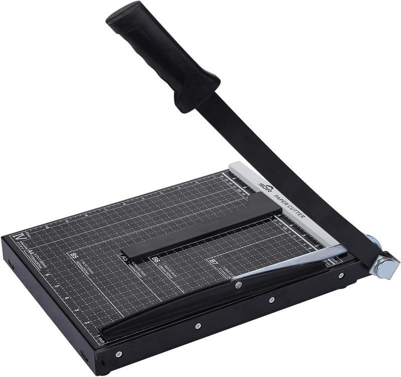 ISDIR Guillotine Paper Cutter 12" with Integrated Pressure Bar – Heavy Duty Metal Base, 12-Sheet Capacity, Magnetic Guide & Safety Guard – Precision Trimmer for Cardstock, Crafts, DIY, Photos & Office - Image 1