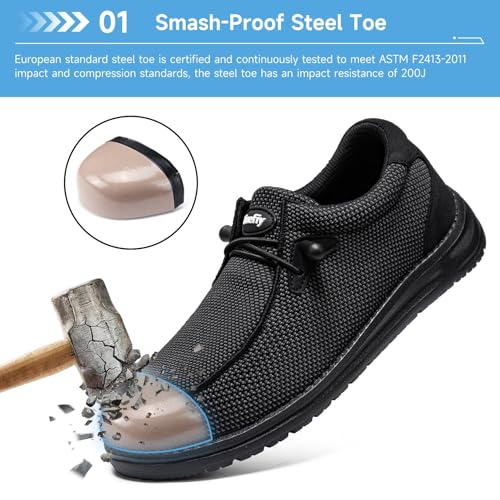 Tinefiy Steel Toe Shoes for Women Lightweight Comfortable Slip Resistant Safety Work Sneakers Composite Toe Indestructible Shoe Size 6 - Image 2