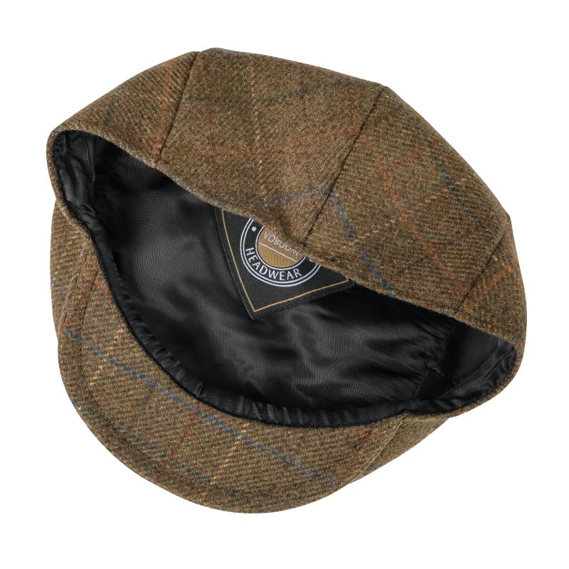 VOBOOM Men's Herringbone Flat Ivy Newsboy Hat Wool Blend Gatsby Cabbie Cap (Plaid Brown, 7 5/8) - Image 5