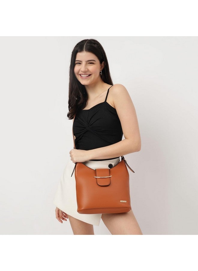 Fastrack Solid Hobo Bag For Women, Girls and Ladies with Adjustable Sling Straps | Shoulder Bags | Ladies Purse Handbag | Shoulders For Casual Carry, Tan - Image 2