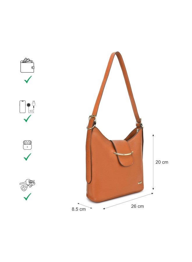 Fastrack Solid Hobo Bag For Women, Girls and Ladies with Adjustable Sling Straps | Shoulder Bags | Ladies Purse Handbag | Shoulders For Casual Carry, Tan - Image 4