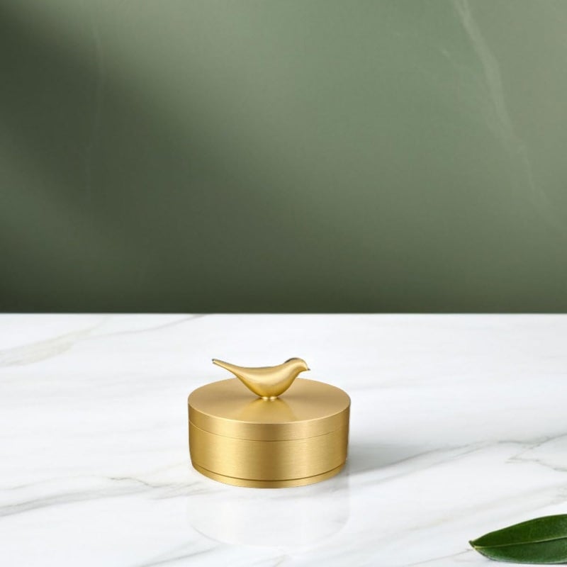 Brass Ashtray with Lid Small Size Household Cigarette Butt Container Decorative Desktop Ash Holder for Car and Home Use - Image 3