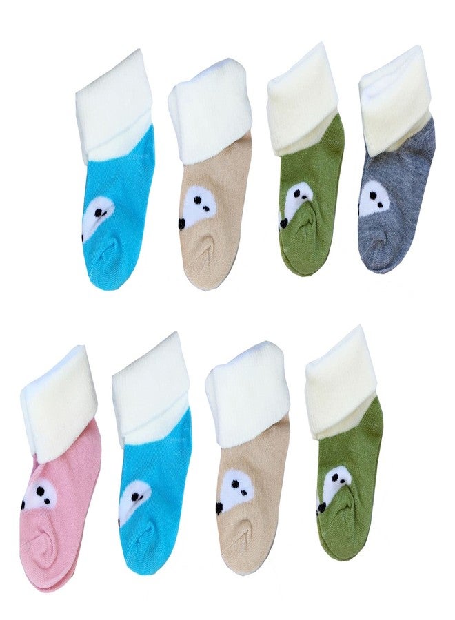 CLUZE New Born Baby Rabbit Socks Set - Baby Winter Socks - Infants Socks Woolen/Designer Socks For Kids (0-3 Months) (Pack Of 4) - Image 4
