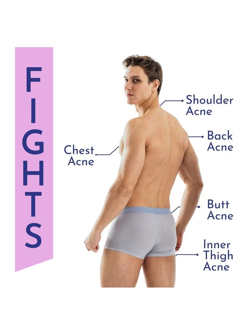 مانليش غسول حب الشباب بحمض الساليسيليك بنسبة 2% للرجال (300 مل) - جل استحمام للرجال من باكني كلير - 3% نياسيناميد يمنع حب الشباب في الجسم، ويقشر ويغذي البشرة - مناسب لجميع أنواع البشرة - خالٍ من البارابين وSLS - Image 2