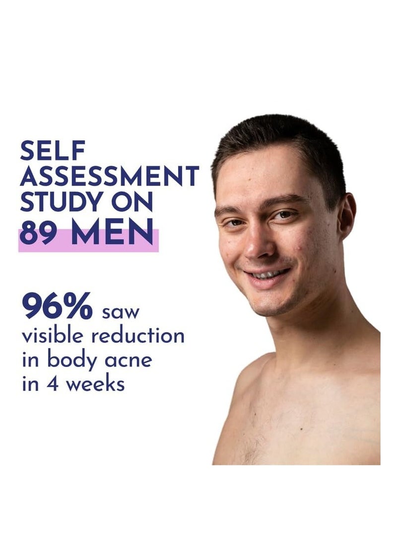 مانليش غسول حب الشباب بحمض الساليسيليك بنسبة 2% للرجال (300 مل) - جل استحمام للرجال من باكني كلير - 3% نياسيناميد يمنع حب الشباب في الجسم، ويقشر ويغذي البشرة - مناسب لجميع أنواع البشرة - خالٍ من البارابين وSLS - Image 3