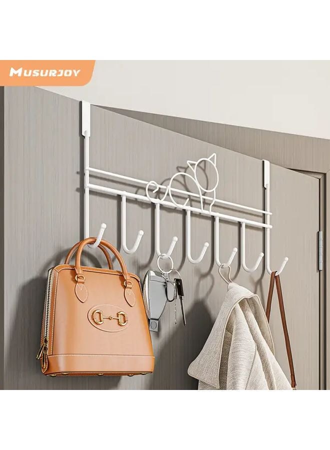 خطاف القط الأنيق الأسود 7 علاقات منظف الأبواب للمناشف والملابس والقبعات - Image 2