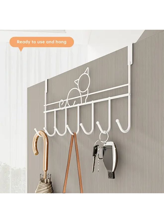 خطاف القط الأنيق الأسود 7 علاقات منظف الأبواب للمناشف والملابس والقبعات - Image 5