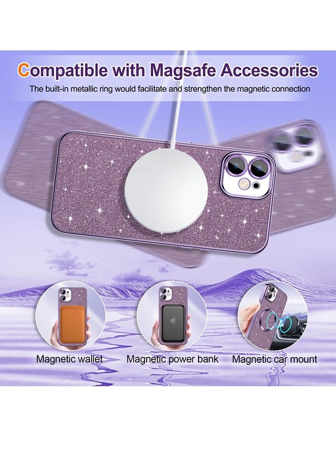 شيبشيب غطاء ايفون 12 باللمعان، غطاء هاتف شفاف مغناطيسي مع حامي لعدسة الكاميرا [متوافق مع MagSafe] ترتر بريق مطلي ورقيق وناعم من البولي يوريثين الحراري، غطاء واقي من الصدمات للنساء - Image 5