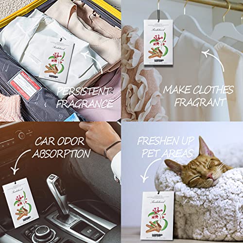 MYARO Scented Sachet House Air Freshener - 12 Pack Long Lasting Sandalwood Fragrance Deodorizer for Home Closet Drawer Car - Image 3