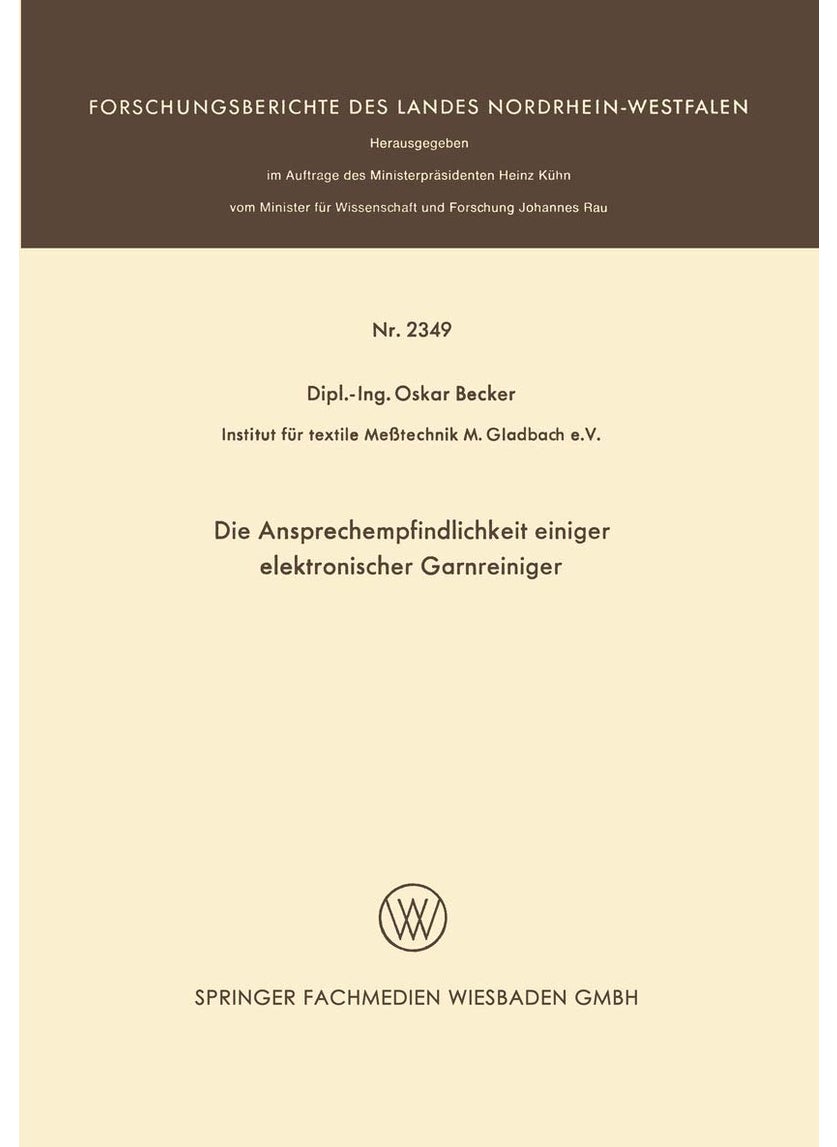 Die Ansprechempfindlichkeit Einiger Elektronischer Garnreiniger 