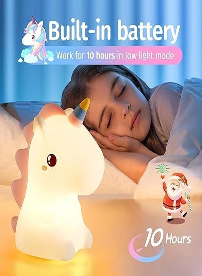 D RAJ Silicone Unicone Night Light Rechargeable Led Lamp with 7-Color Breathing Modes, Touch Sensor Control- Perfect Decoration for Kids Bedroom Decor, for Gifts for Baby, Children, Teal - Image 2