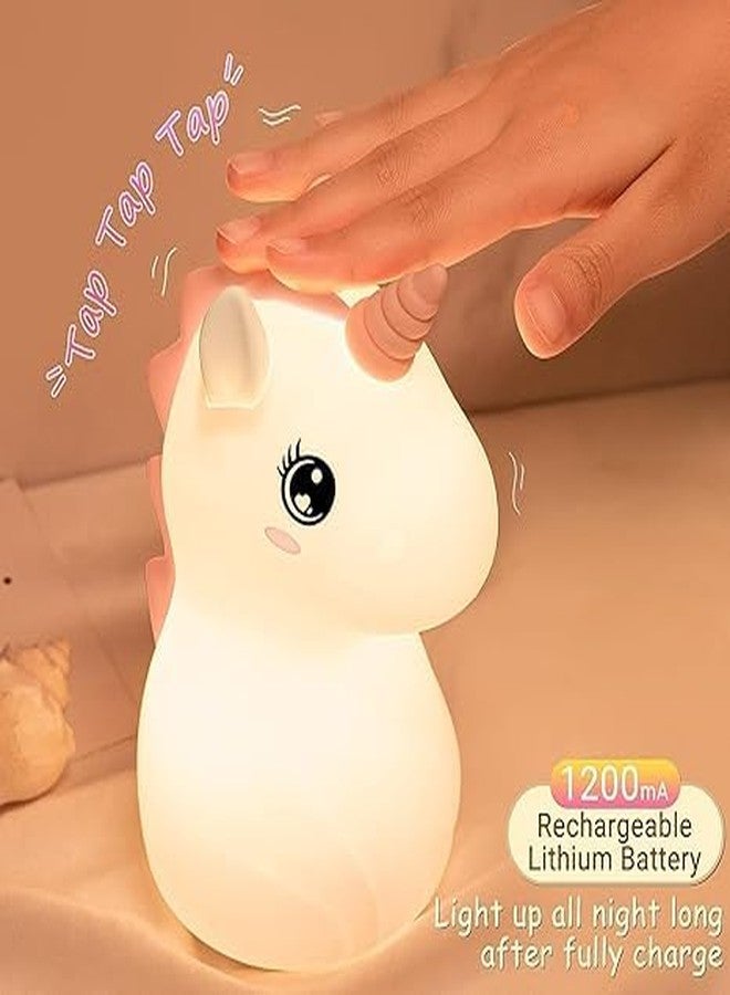 D RAJ Silicone Unicone Night Light Rechargeable Led Lamp with 7-Color Breathing Modes, Touch Sensor Control- Perfect Decoration for Kids Bedroom Decor, for Gifts for Baby, Children, Teal - Image 5
