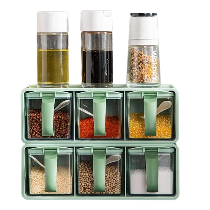 3PCS STORAGE SPICES CONTAINERS WITH SERVING SPOONS FOR KITCHEN MULTIPURPOSE DINING SET JAR AND TRAY HOLDER MOUTH FRESHENERSCHUTNEYSPICKLESSPICESDRY FRUITS JAR RANDOMLY COLOR