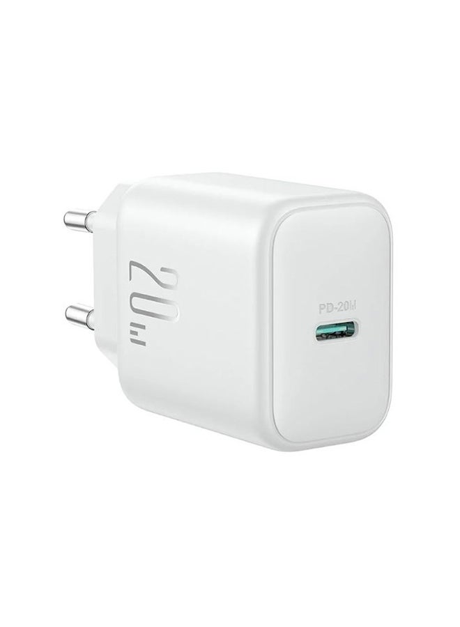 جوي روم Joyroom TCF20 Mini Pd Quick Charger Travel Power Plug Adapter With type-c To 8-pin Ca 20W