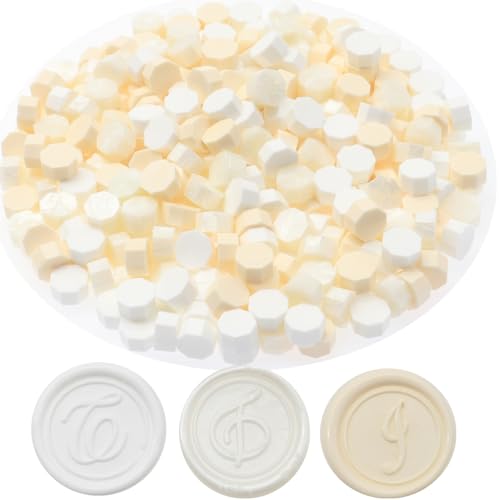 ONWINPOR White Wax Seal Beads, 300Pcs White Mix Sealing Wax Beads for Wax Seal Stamp, Pearl White Wax Seal Beads Set with 3 Colors Perfect for Gift Sealing, Letter Wax Sealing (White Mix) - Image 2