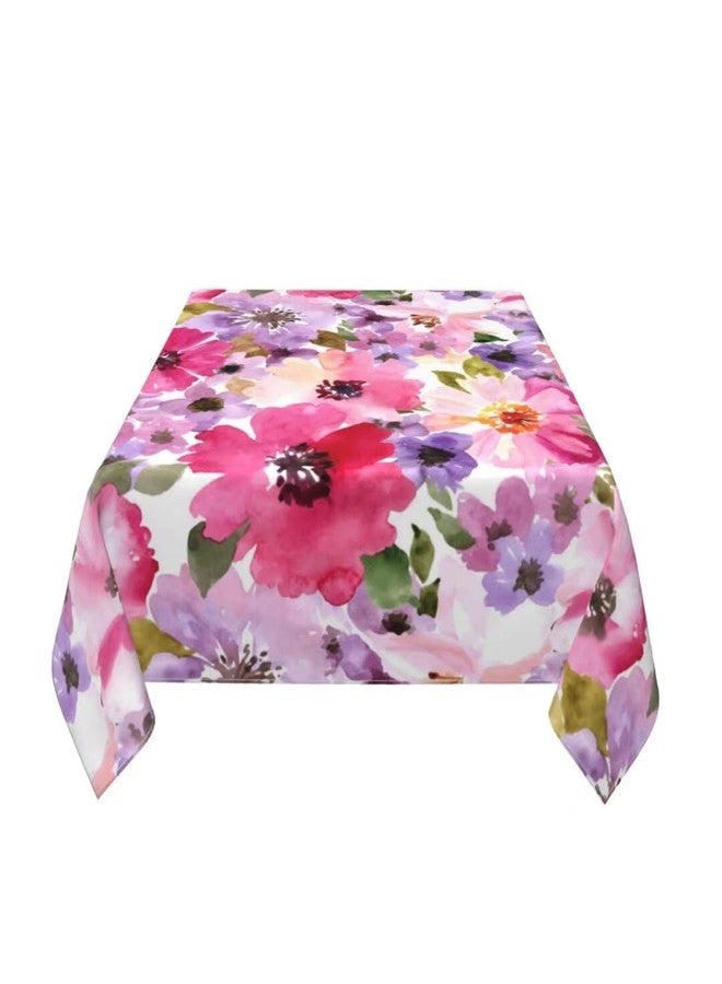 Sunshineyan Spring Floral Tablecloth 54x54 Inch Square, Spring Summer Watercolor Flower Tablecloths Stain Resistance Polyester Floral Table Cloth for Parties Kitchen Dining Indoor Outdoor - Image 3