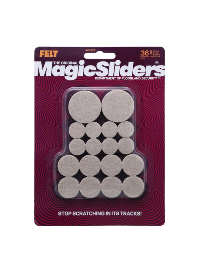 Magic Sliders 36-Piece Assorted Self-Adhesive Heavy Duty Round Felt Pads Oatmeal 63922 - Image 1