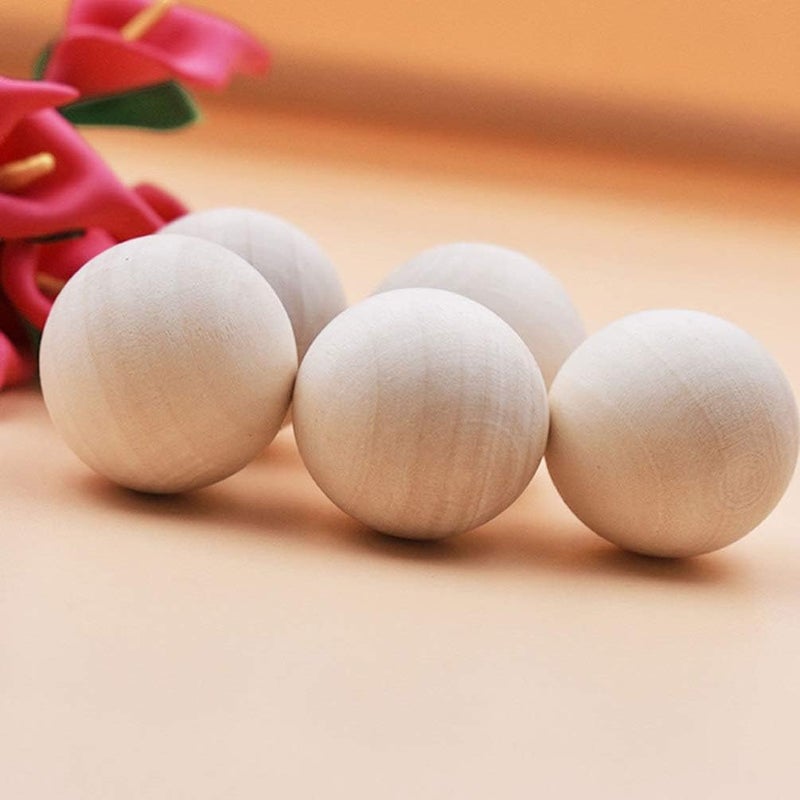 klarako 10pcs Unfinished Wooden Beads DIY Wood Beads Round Wood Beads for DIY Craft Art Painting Without Hole 40MM - Image 3