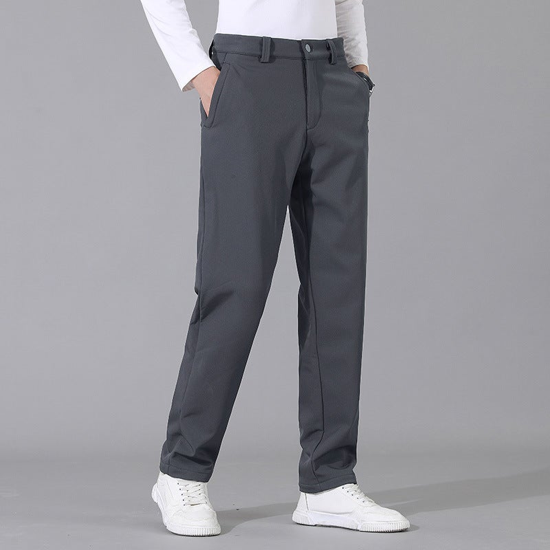 Winter Velvet Thickeneded Casual Pants Men'S Polar Fleece Casual Straight Pants Young And Middle-Aged Fashion Business Warm Pants - Image 2