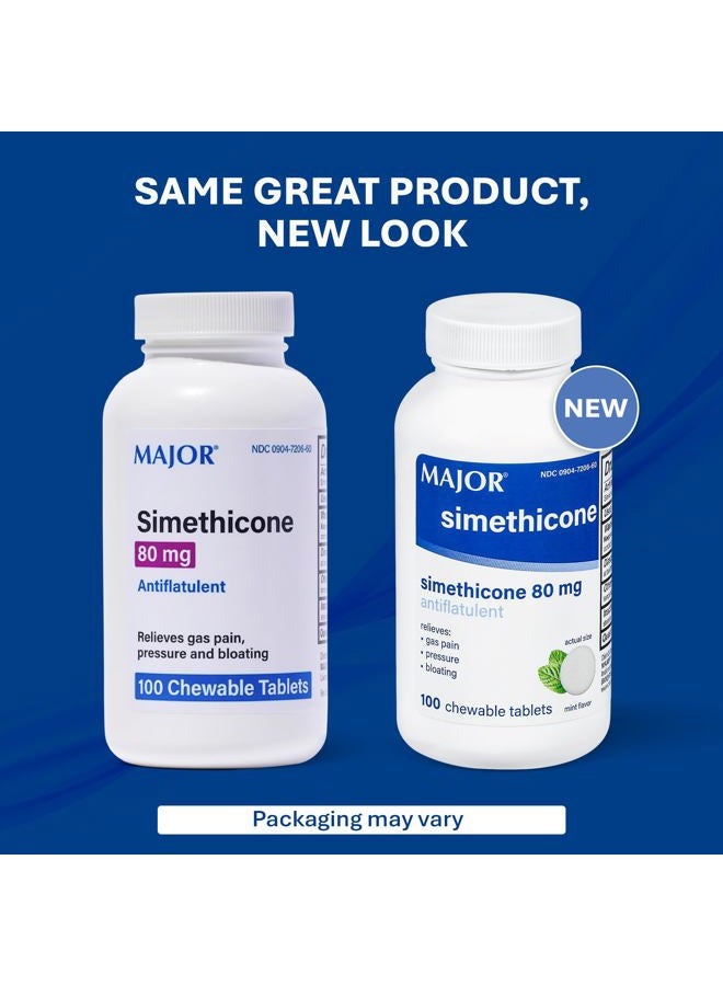 MAJOR Simethicone 80mg Chewable Anti-Gas Generic for Mylanta Gas 3 Pack 3 X 100 ea. Total 300 Chewable Tablets - Image 3