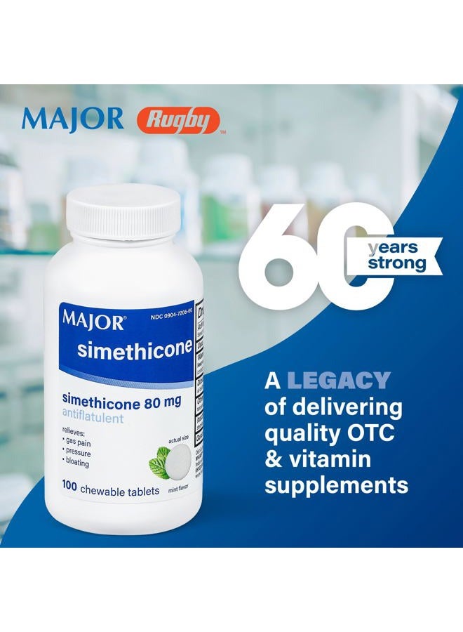 MAJOR Simethicone 80mg Chewable Anti-Gas Generic for Mylanta Gas 3 Pack 3 X 100 ea. Total 300 Chewable Tablets - Image 2