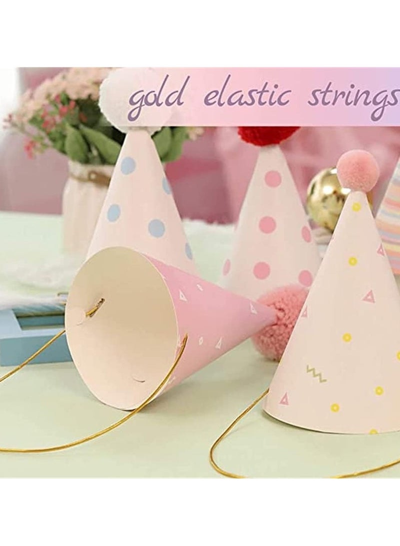 10PCS Colorful Birthday Party Paper Cone Hats for Kids – DIY Birthday Hats with Pom Poms, Adjustable Elastic, Fun for Games, Crafts & Celebrations  - Image 2