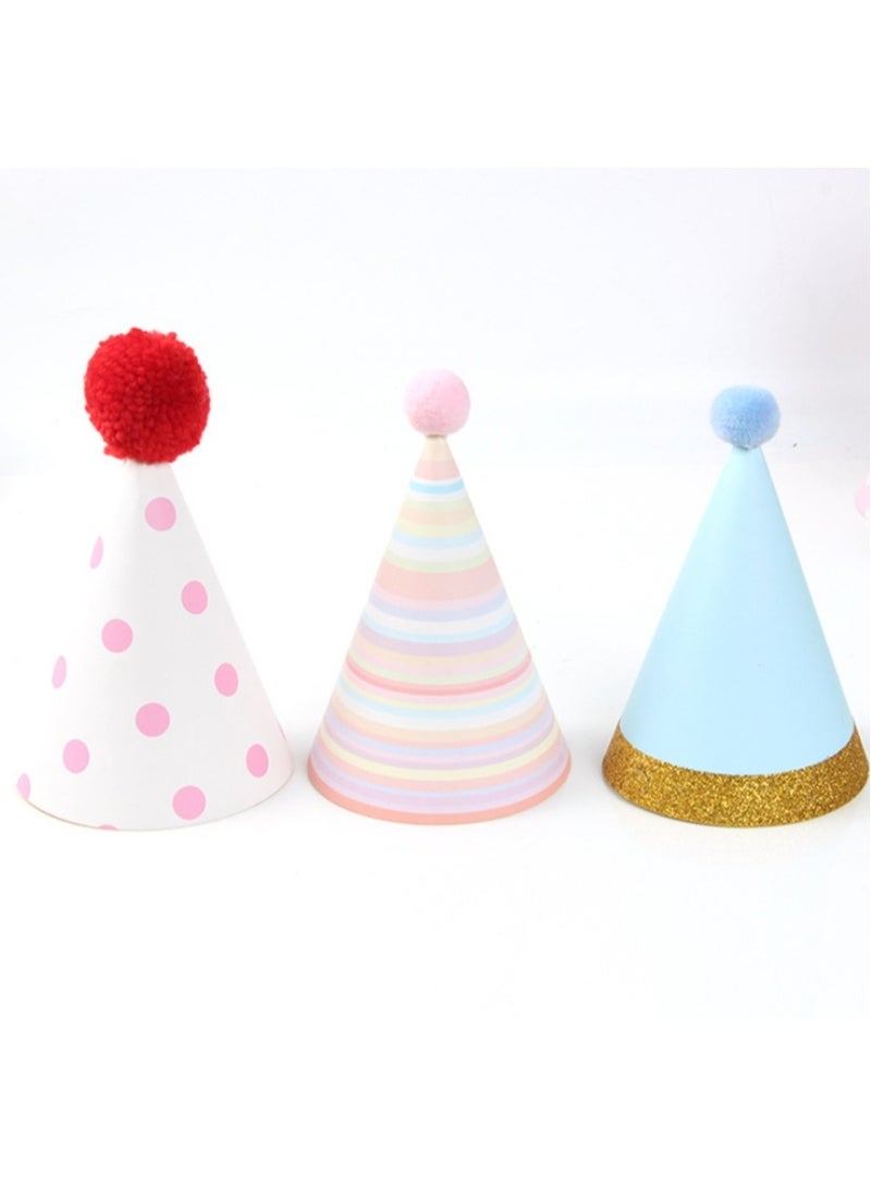 10PCS Colorful Birthday Party Paper Cone Hats for Kids – DIY Birthday Hats with Pom Poms, Adjustable Elastic, Fun for Games, Crafts & Celebrations  - Image 5