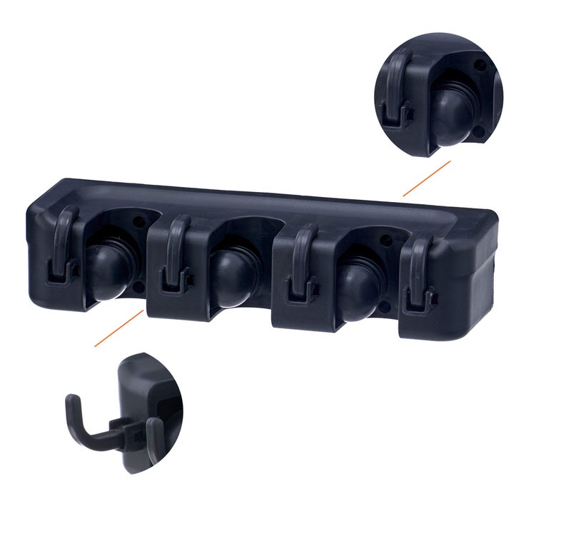Superio Mop and Broom Holder Wall Mount Storage Organizer for Kitchen, Garage, Garden, 3 Slots (Black) - Image 3